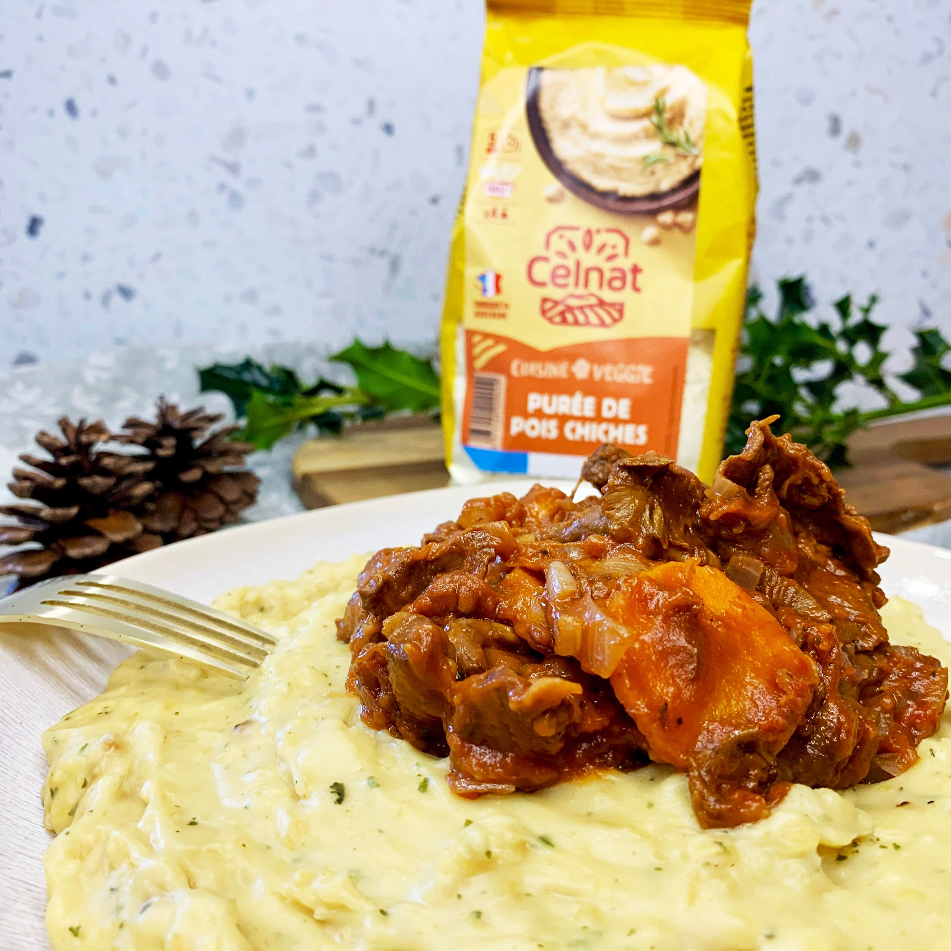Bourguignon de champignon et purée de pois chiche Celnat
